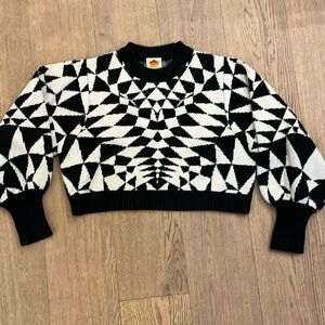 Farm Rio Black Heart Deco Knit Sweater